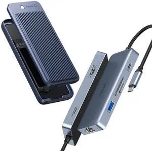 140W USB C Hub and USB4 M.2 NVMe SSD Enclosure