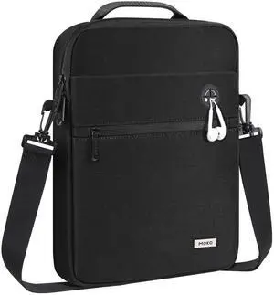 MoKo 9-11 Inch Tablet Bag, 360deg Protective Carrying Case Fits iPad Air 5/4th 10.9, iPad Pro 11 inch, iPad 9/8/7th 10.2, iPad 10th Gen 10.9, with Multi-Pockets, Shoulder Strap & Earphone Port, Black