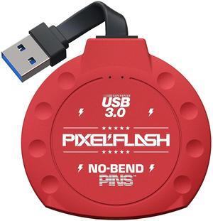 PixelFlash CF Card Reader (Red) - Compact Flash Memory Card Adapter with Cabled USB 3.0, 5GB/s File Transfer, No-Bend Pins, Supports UDMA-7, Anti-Slip & Anti-Scratch, Compatible to Most Brands & OS