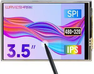 waveshare 3.5inch Resistive Touch Display, Compatible with Raspberry Pi 5/4B/3B/Zero/Zero W/Zero 2W/Pico/Pico W/Pico WH, 480x320, 125MHz High-Speed SPI