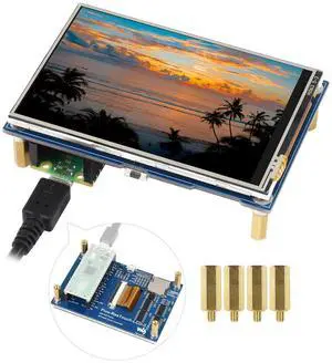 Waveshare 3.5inch Touch Display Module, Compatible with Raspberry Pi Pico/Pico W/Pico WH, Resistive Touch Controller XPT2046, ILI9488 Driver, Using SPI Bus, 65K Colors, 480x320 Pixels, SPI Interface