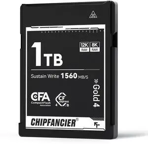 CHIPFANCIER CFexpress 4.0 Type B 968GB Memory Card Up to 3550MB/s Read 1550MB/s Write-Raw 8K Video Recording Compatible with Nikon D5/D6/Z7/Z9 Panasonic Canon EOS DJ for Photographers Black