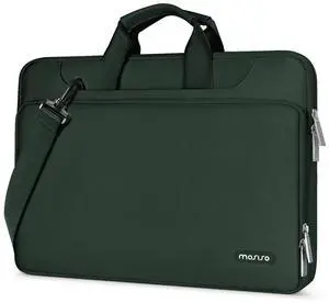 MOSISO 360 Protective Laptop Shoulder Bag Compatible with MacBook Air 13 inch M4 M3 M2 M1 2025-2018/Pro M2 M1 2025-2016,Matching Color Sleeve with Belt,Emerald Green