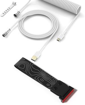 Womier Coiled Keyboard Cable - Detachable Aviator Coiled Cable for Mechanical Gaming Keyboard Straps with Adhesive