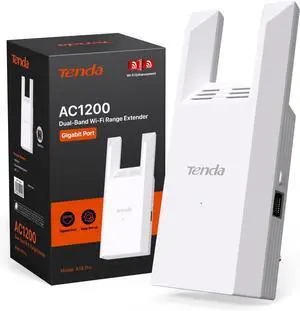 Tenda WiFi Range Extender AC1200 - WiFi Extender with Gigabit Ethernet Port, Dual Band 867Mbps 5GHz/300Mbps 2.4GHz, WiFi Extender Signal Booster for Home, Covers up to 1500 sq.ft & 30 Devices (A18Pro)