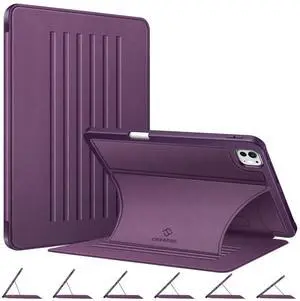 Fintie Magnetic Stand Case for iPad Pro 11-inch M4 (2024) (Model Number: A2836/A2837/A3006) - Multiple Angles Shockproof Rugged Soft TPU Cover with Pencil Holder, Auto Wake/Sleep, Purple