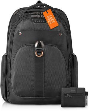 Everki Atlas Business Laptop Backpack & Slim Minimalist Wallet for Men, Black - 32L Capacity, Adjustable 13"-17.3" Laptop Compartment, 6-8 Card Slots, Coin Pocket & Bill Compartment for Work & Travel