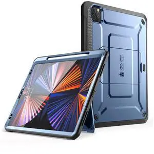 SUPCASE for iPad Pro 12.9 Inch 4th generation 2020 Case with Built-in Screen Protector & Stand(Unicorn Beetle Pro), [Military-Grade Protection] [Apple Pencil Holder] Full-Body Rugged Cover, Blue