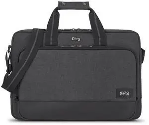 Solo New York Briefcase - Laptop Carrying Bag for Women & Men, Brief for Travel & Work, Front Zippered Section, Adjustable Shoulder Strap, Fits 15.6" Computer - Astor Slim, Gray