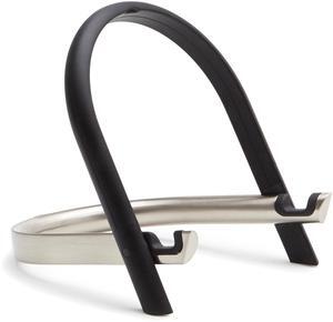 Umbra Udock Tablet/Phone Holder, Phone Easel/Tablet Easel - Great for Kitchen, Props Up Your Screen So You Can Follow Along with Recipes, Read/Watch Online Content, Black/Nickel Finish