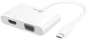 j5create USB-C to HDMI & VGA Adapter with USB 3.0 Port & USB-C Power Delivery Charging Port