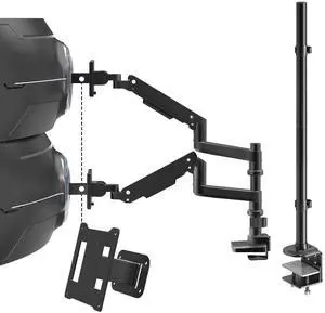Bundle:17-49'' Dual Monitor arm and VESA Adapter and 31.5 inch Long Pole(with Steel Base)