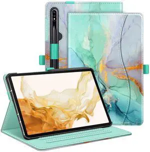 Fintie Case for Samsung Galaxy Tab S10+/ S9+/ S8+/ S7 FE/ S7+ 12.4 Inch, Multi-Angle Viewing Protective Cover with Pocket, Auto Sleep/Wake, Emerald