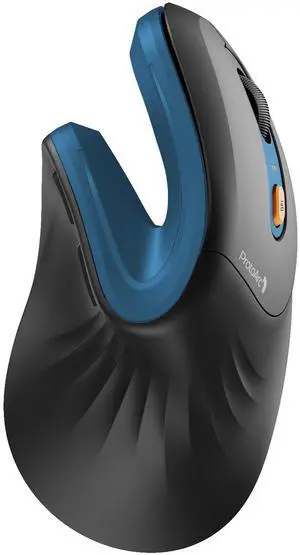 ProtoArc Ergonomic Vertical Mouse, EM11 NL Rechargeable Wireless Mouse Bluetooth, Ergo Mice with 3 Multi-Device for PC/Notebook/Laptop, 2.4GHz Optical Mice for Windows, Mac OS, Blue