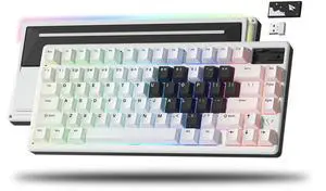 Womier 75% Keyboard QMK/VIA, Wireless Keyboard Gaming CNC Aluminum, Tri-Mode Mechanical Key Board with 8000mAh Battery Custom Hot Swappable RGB Backlit for Windows/Mac/PC (White)
