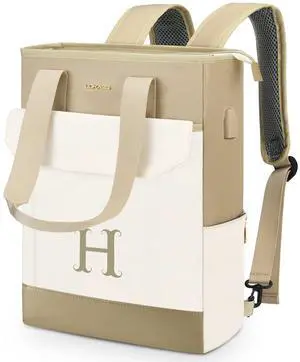 Personalized Initial Laptop Tote Bag Women-15.6" Backpack Purse with USB Port, 2023 Christmas Gift/Birthday Gifts for Women/Teen Girls/Coworker/Colleage, Waterproof Teacher Work Bag-Letter H