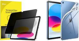 JETech iPad (A16) 11th/10th Generation (2025/2022) Privacy Screen Protector and Soft TPU Case Bundle