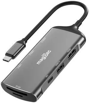 MagBac USB C Docking Station 8-in-1 USB Hub Multiple Adapter with 4K HDMI Display Port, 4 USB A/C Data Ports, USB C PD 87W Port(Max 100W), SD/TF Card Slot for MacBook Air/Pro, HP, Dell, Lenovo
