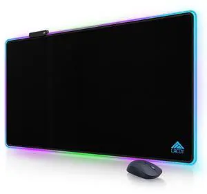Cacoy 43" x 24" RGB Mouse Pad Gaming, Large LED Mouse Pad with 9 Lights Modes, XXL Desk Mat for Keyboard and Mouse, Extended Non-Slip Desk Pad PC Gaming Keyboard Mousepad Accessories, Black