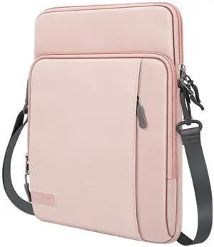 MoKo 12.9 Inch Tablet Sleeve Bag Carrying Case with Pockets Fits 13 Inch New iPad Pro M4 & Air M2 2024, iPad Pro 12.9 M2&M1, Surface Laptop Go 12.4", Galaxy Tab S8+/S9+ 12.4", Pink
