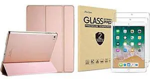 ProCase iPad Air 2nd 2014 Rosegold Slim Hard Shell Case Bundle with 2 Pack iPad 9.7 2018 & 2017 / iPad Pro 9.7 / iPad Air 2 / iPad Air Tempered Glass Screen Protectors