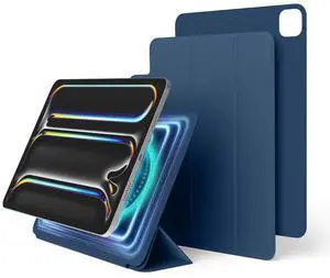 elago Magnetic Folio Case for iPad Pro 11 inch Cover (M4) - Back Plate can be Attached to Metal Materials, Wake/Sleep functionality, Compatible with Apple Pencil 2 [Blue]