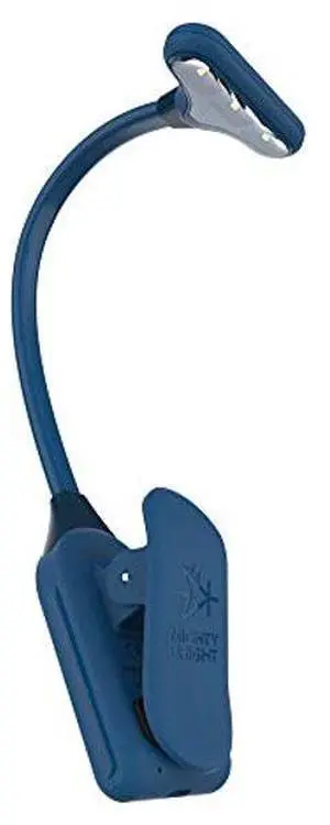 Mighty Bright The Original NuFlex Book Light, Battery-Powered, Warm Eye Care LEDs, Flexible, Durable, Dimmable, Clip-On Reading Light, Read in Bed, Use Batteries or Micro USB (Midnight Blue)