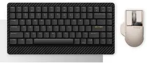 LOFREE Edge Low Profile Mechanical Keyboard with Mouse,75% Rechargeable Bluetooth and Wired Connection for Window,Mac OS/POM Switches 2.0, Carbon Fiber Top Case, Mg Alloy Bottom Case (Metallic Silver)