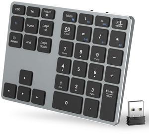 MoKo Bluetooth Number Pad, Multi-Devices Wireless Numeric Keypad for Laptop, USB-C Rechargeable, 35-Keys 2.4 GHz Numpad for Data Entry, Slim Number Keypad for iPad, MacBook Pro/Air, iMac, Notebook, PC