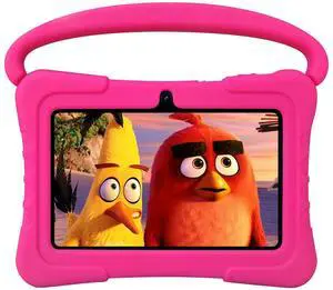 SAIWAN 7 inch Kids Tablet Android with Shockproof Case,1GB RAM 32GB ROM,Wi-Fi, GMS, Parental Control, Dual Camera, Tablet with BT, Educational, Games(Pink)
