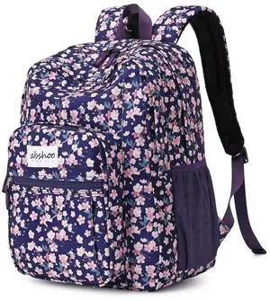 abshoo Womens Floral School Backpack For College Teen Girls Water Resistant Bookbag (Floral Purple)