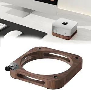 Abtiuey Wood Cooling Dock Stand for Mac Mini M4 & M4 Pro 2024, Easy Access to Power Button, Dust Proof Base for M4 Host Accessories (Wooden)