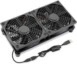 AmRunJe 120mm x 2 USB Cooling Fan 5V 240mm Powered DC Fan with Speed Control for Router DVR Computer Receiver Xbox TV Box PlayStation Cabinet Modem*