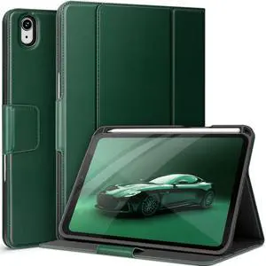 auaua Case for iPad mini 7 (A17 Pro), iPad mini 7th/6th Generation (2024/2021 8.3-inch), with Front Pocket Pencil Holder, Typing Angle Muti-Stand Magnetic Closure Auto Sleep/Wake (Green)