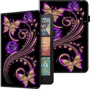 ALILANG Case for 6" Kindle Paperwhite (10th Generation-2018, 5th/6th/7th Generation-2012/2013/2015/2016) with Stylus, Folding Stand Cover for Kindle Paperwhite 10th Generation Case-Purple Butterfly