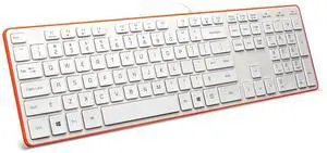 B.FRIENDIT Wired USB Keyboard, Comfortable Quiet Chocolate Keys, Durable Ultra-Slim Wired Computer Keyboard(QWERTY) for PC, Windows 11/10/8/7/XP/Vista KB1430 (Orange)