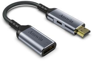 Answin HDMI to DisplayPort Adapter, 4K@60Hz HDMI Source to DisplayPort Monitor Uni-Directional Compatible with PC Graphics Card Laptop Xbox One/360/NS/PS5/Mac Mini Supporting 2K@144Hz 1080P@165Hz