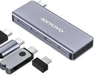 ANYOYO USB C HUB,4 Port USB-C to USB-C Hub with 3 USB 3.2 Gen2 Ports(10Gbps),1 100W PD Port Compatible with MacBook Pro/MacBook Air/iPad Pro and other USB C laptops,Support Charging(No video)
