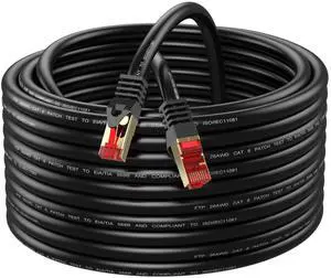 Abireiv Cat6 Outdoor Ethernet Cable 100ft,Outdoor Shielded Grounded UV Resistant Waterproof Buried-able Network Cord Compatible for Ca6/Cat5/Cat5e,for Game,Router,LAN,TV