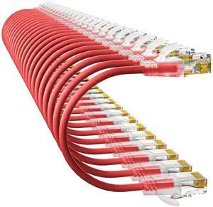 10Gsupxsel Cat6a Patch Cables 3ft (24 Pack) Slim, Cat6 Ethernet Patch Cable Pure Copper, Flexible Cat 6 Patch Cable 550MHZ 10G, Space-Saving Cat 6A Network Cables for Patch Panel, Red