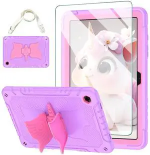 ACEMO for Samsung Galaxy Tab A9 Plus 11 inch with Screen Protector, Kickstand, Stand, Shoulder Strap, Cute Rugged Tablet Cover for Kids Girls for Galaxy Tab A9+ (SM-X210/X216/X218) Pink Purple