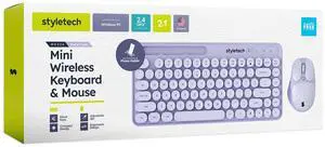 styletech MK520 Wireless Pastel Keyboard and Mouse Bundle - Lavender Purple, PC Compatible