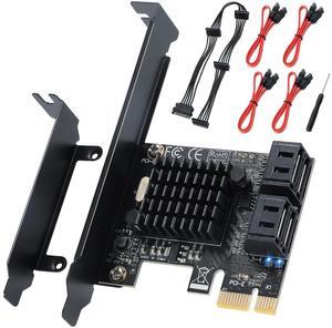 ACTIMED PCI-E X1 to SATA 3.0 Controller Card, 4-Port SATA III 6Gbps Expansion Cards, Supports PCI-Express (1X 4X 8X 16X) Slot, Support SSD and HDD, for Windows10/7/8/XP/Vista/linux