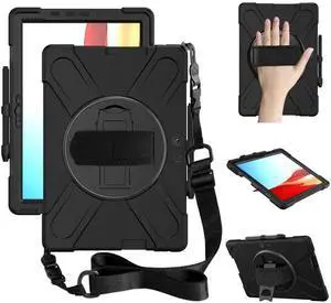 AOOCSHEY for Microsoft Surface Pro X Case 2021/2020/2019 - Multiple Angle Viewing Kickstand Handle Hand Strap Carrying Shoulder Strap Stylus Holder Business Cover for 13 Inch Surface Pro X, Black