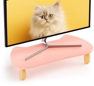 AFOOYO Cat-Shaped Monitor Stand Riser - Computer Monitor Stand for Desk ,Desktop Shelf with Storage Drawer for Computer Monitors and Laptops-Pink