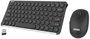 Arteck 2.4G Wireless Keyboard and Mouse Combo Ultra Compact Slim Stainless Full Size Keyboard and Ergonomic Mouse for Computer/Desktop/PC/Laptop and Windows 10/8/7 Build in Rechargeable Battery