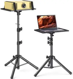 AMADA HOMEFURNISHING Height Adjustable Projector Tripod Stand for 26 to 51 in, Foldable Laptop Tripod Stand, Portable Outdoor Projector Stand for Laptop, Projector, DJ, or Sheet Music-AMPS02