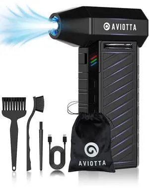 Compressed Air Duster -132000RPM Powerful & High Speed Portable Dust Blower, with 6000mAh Rechargeable & Reusable Battery. Mini Blower, Luxury & Durable Compressed Air Blower for PC, Car & Home