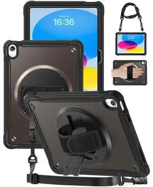 Case for iPad (A16) 11th/10th Generation 11''/10.9'' 2025/2022 Kids with Pencil Holder 360degRotate Handle Strap/Stand
