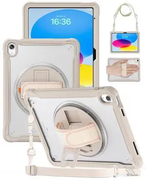 Case for iPad (A16) 11th/10th Generation 11''/10.9'' 2025/2022 Kids with Pencil Holder 360degRotate Handle Strap/Stand